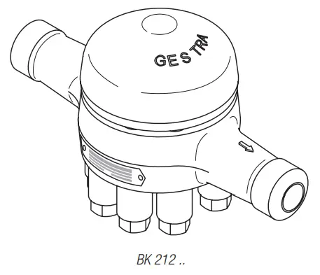 Gestra BK-212 bimetalik kondenstop teknik çizimi – Standart dış gövde tasarımı